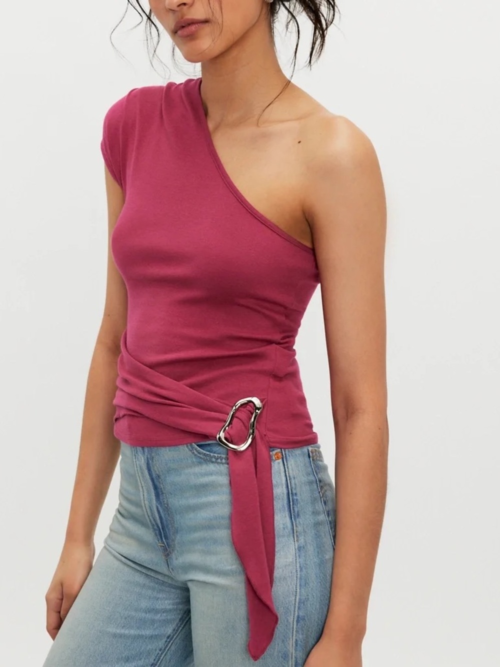 ! NWT ! Asymmetrical Venetia One Shoulder Top - XS - Sangria